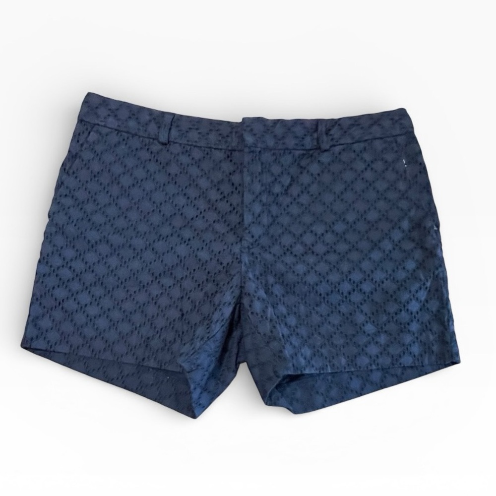 Banana Republic Textured Navy Women's Shorts Size: 10 PETITE